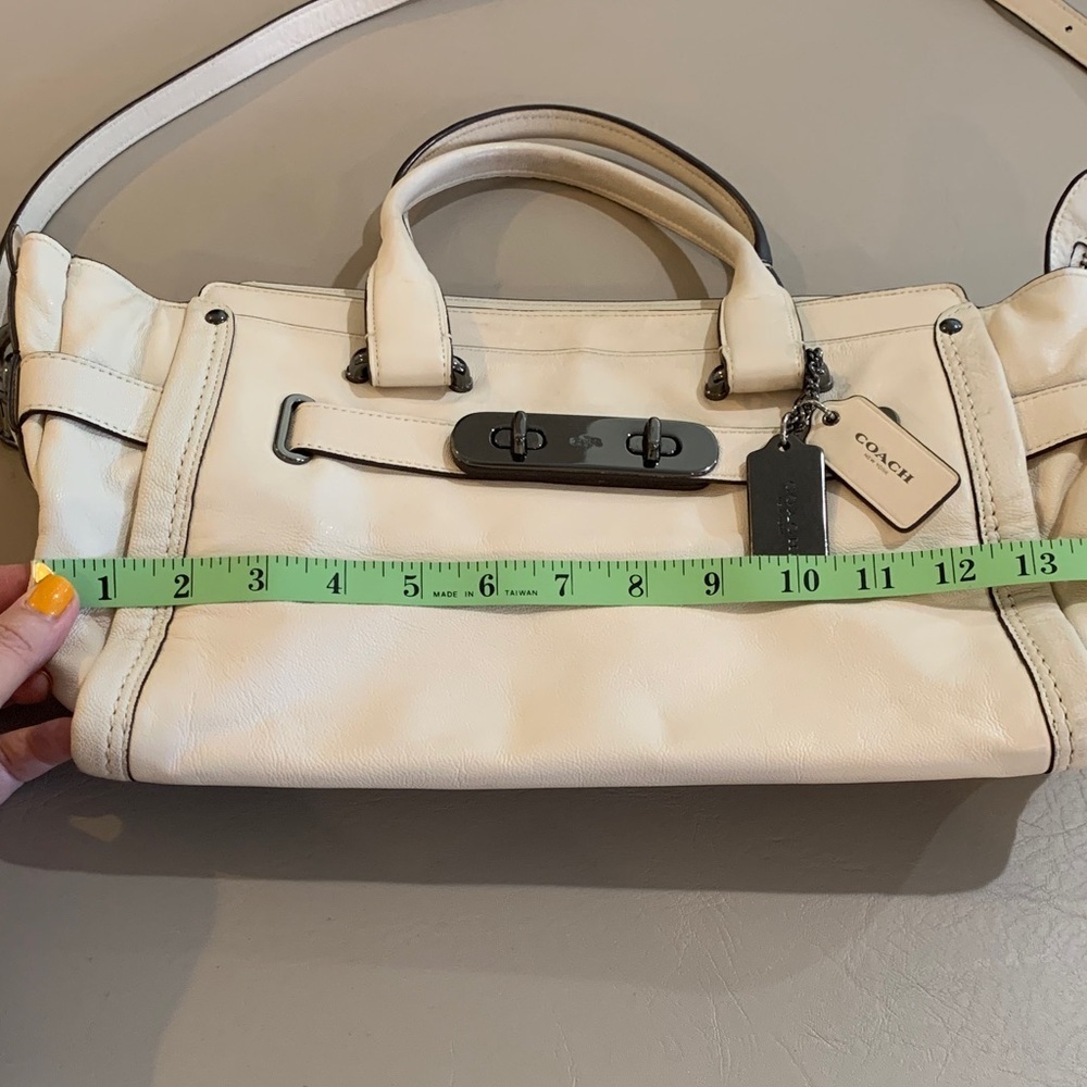 Coach Swagger Cream Leather Carryall Satchel - Picture 13 of 16